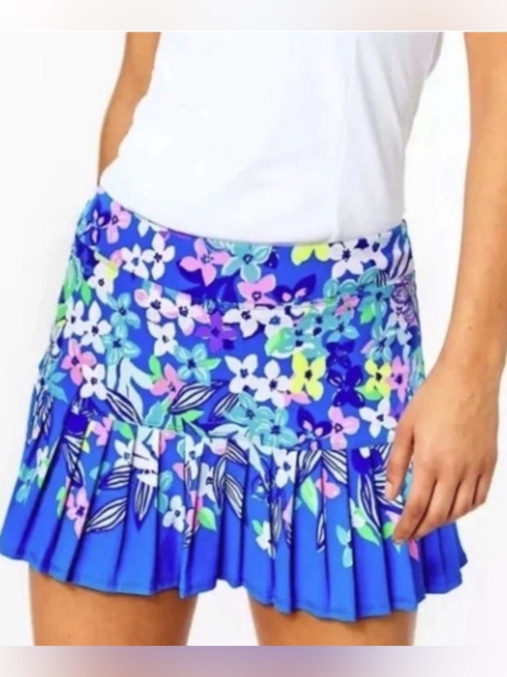 Lilly Pulitzer Borealis Blue Social Sunset UPF 50+ Luxletic Taye Skort M